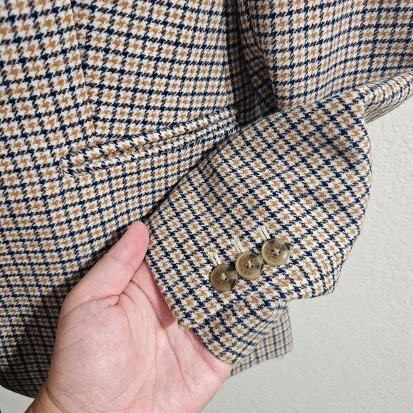 J CREW FACTORY Checkered One-Button Blazer Yellow Blue Size 4 NWT - Picture 6 of 9